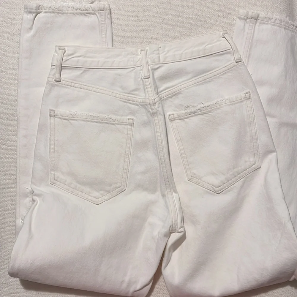 AGOLDE Riley High Rise Straight Crop Jeans Veil White‎ Distressed Womens Size 24